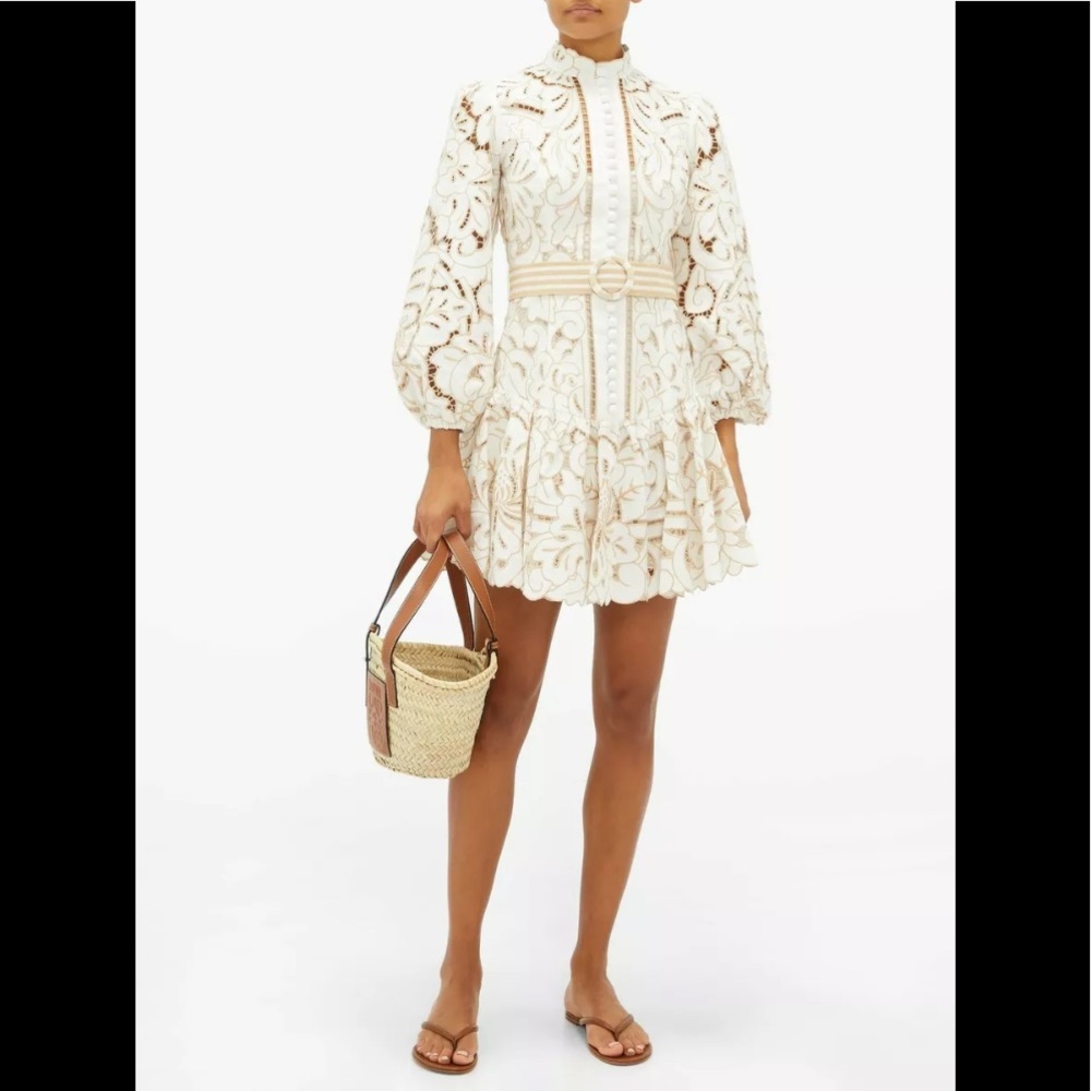ZIMMERMANN Edie White Floral Embroidered Mini